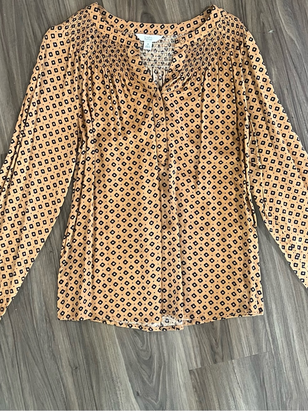 croft & barrow Peach Printed Long-Sleeve Blouse